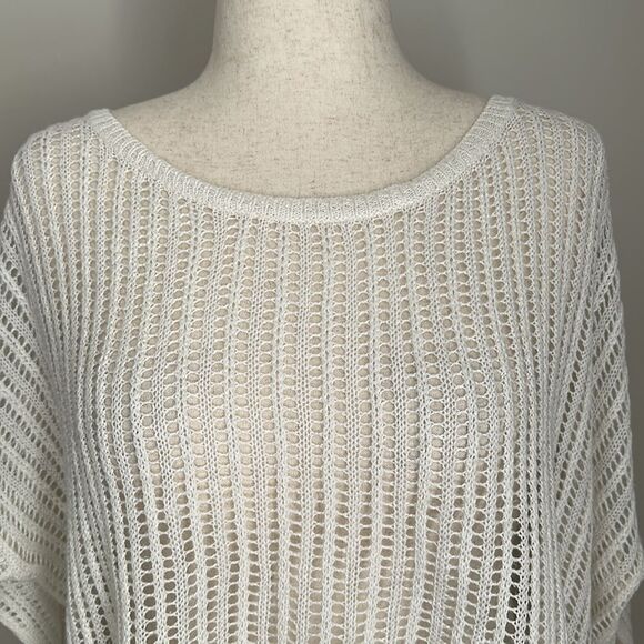 Denim & Supply Ralph Lauren White Open Knit Sweater Boho Festival Beach Coverup - Picture 4 of 10